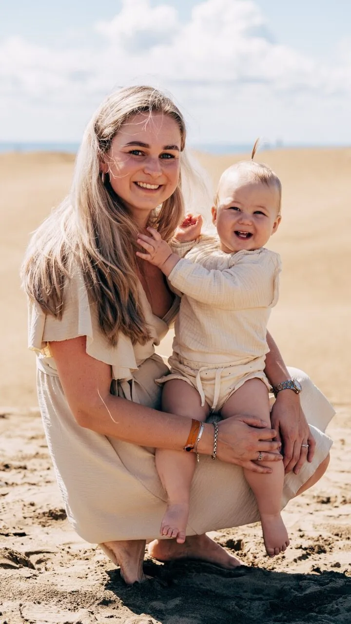 Mother and baby on the beach Gran Canaria