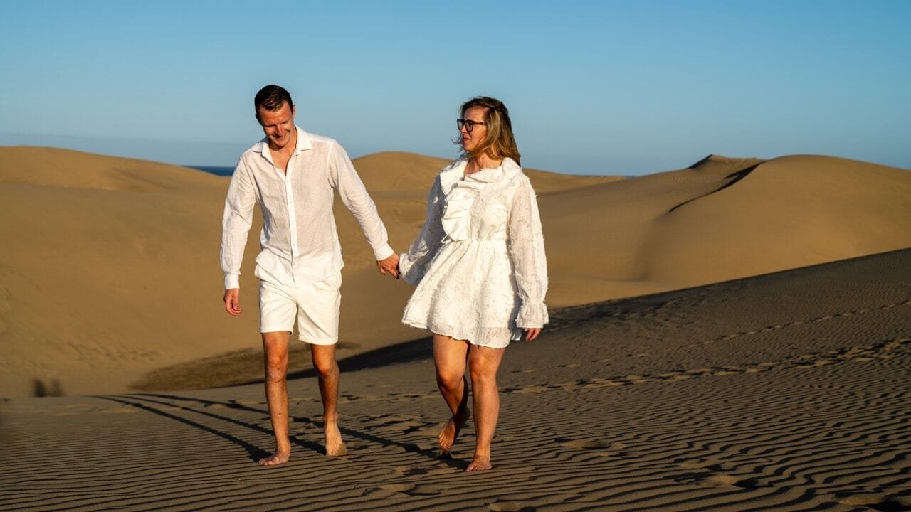 Couple walking Maspalomas Dunes