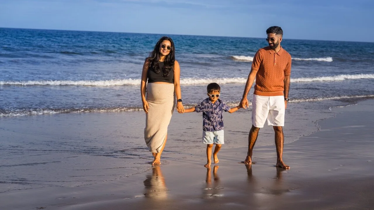 Pregnant family on the beach Gran Canaria