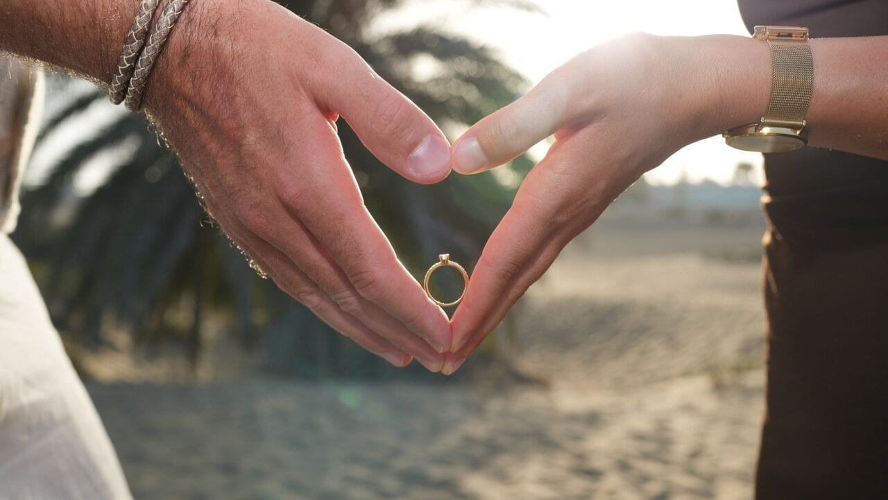 Hands forming heart with ring