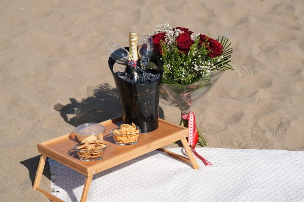 Red roses and champagne