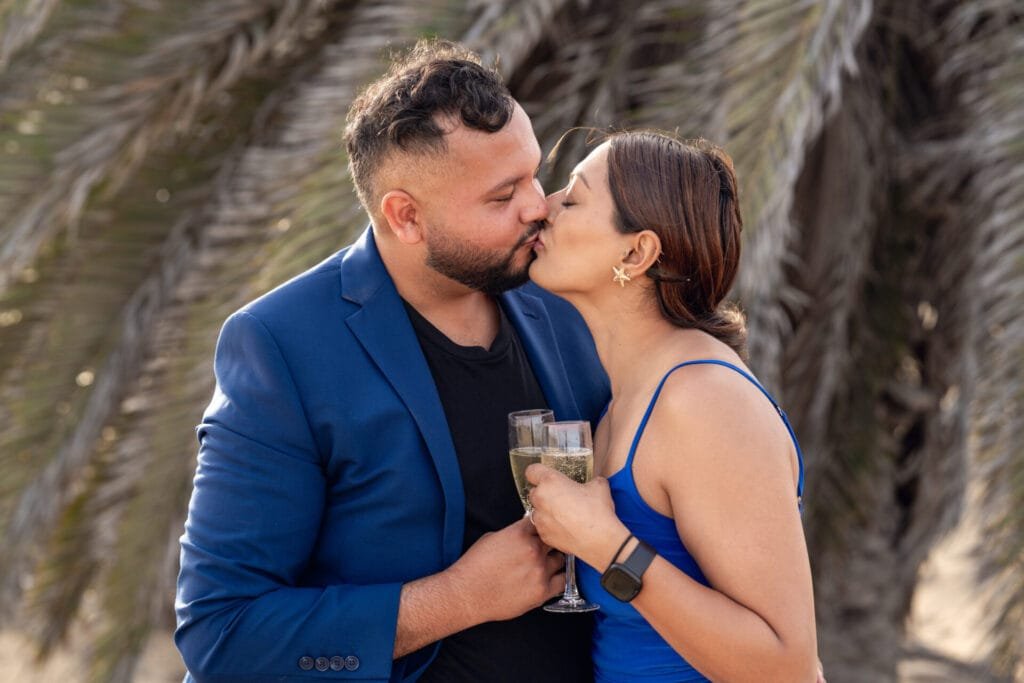 Couple celebrating during couple photoshoot