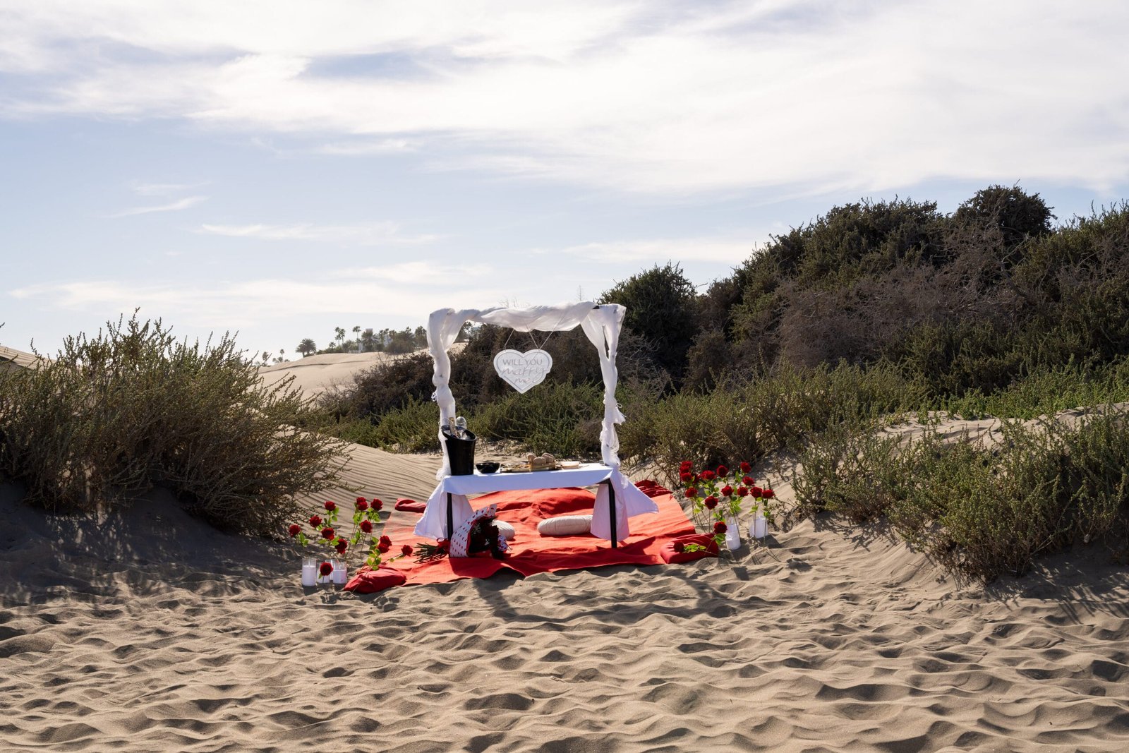 Proposal picnic setup Gran Canaria beach
