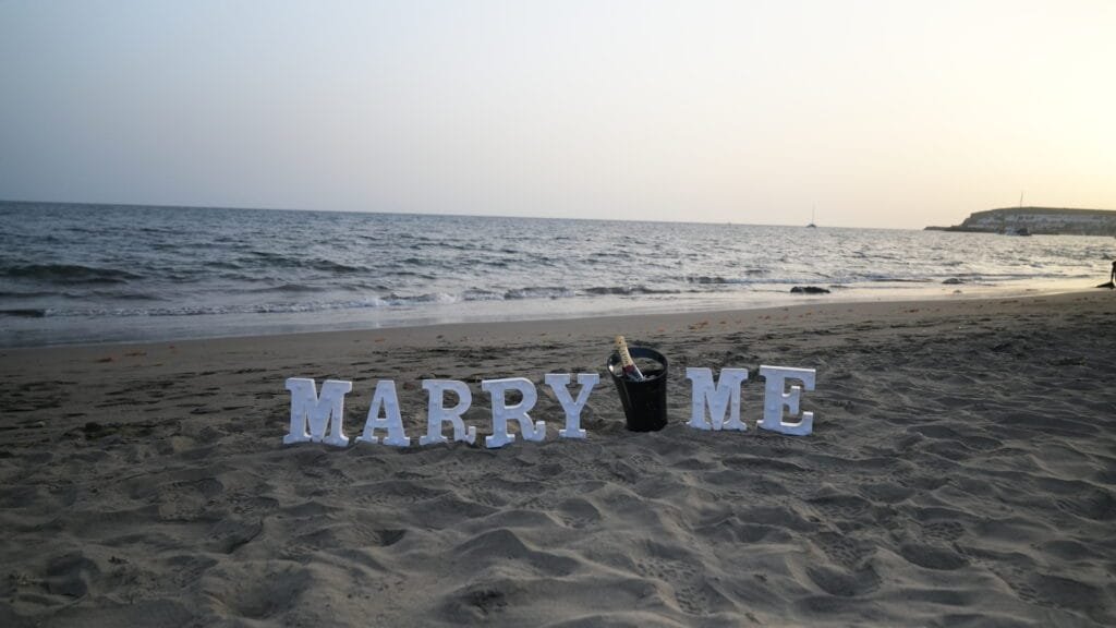 Marry Me letters with Moët & Chandon champagne cooler