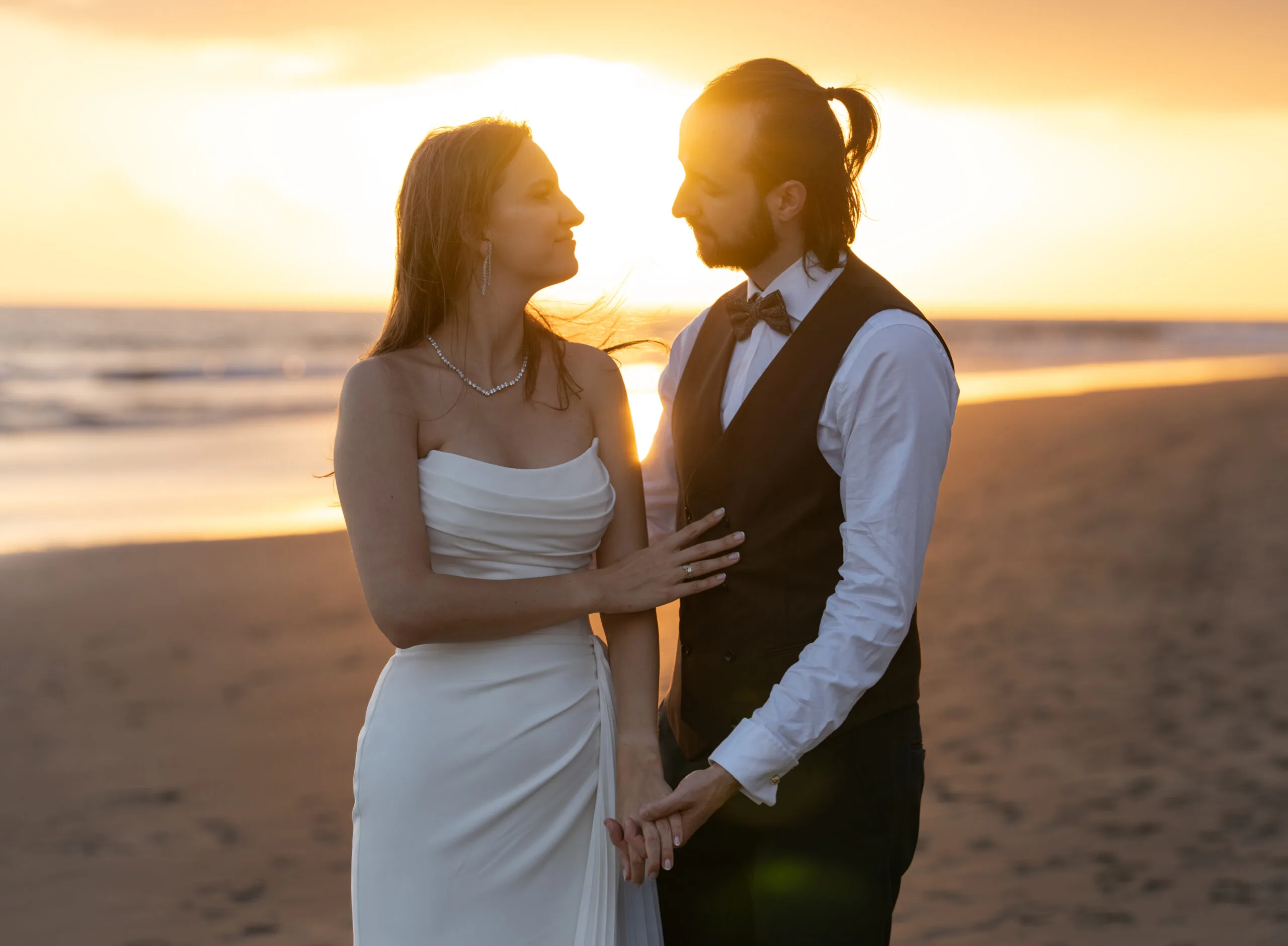 Vow renewal photoshoot Gran Canaria beach golden hour