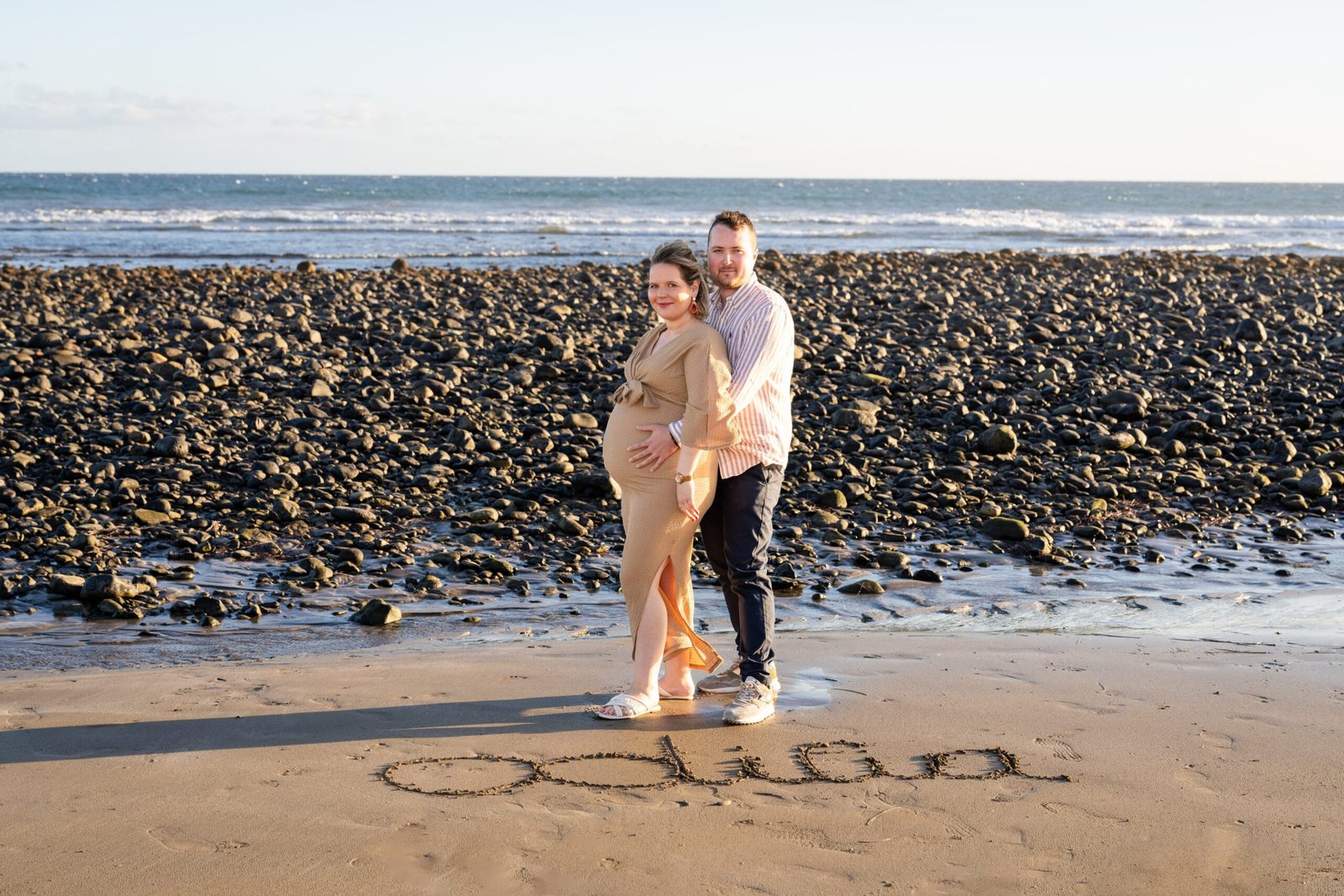 Pregnancy photoshoot Gran Canaria beach golden sunset