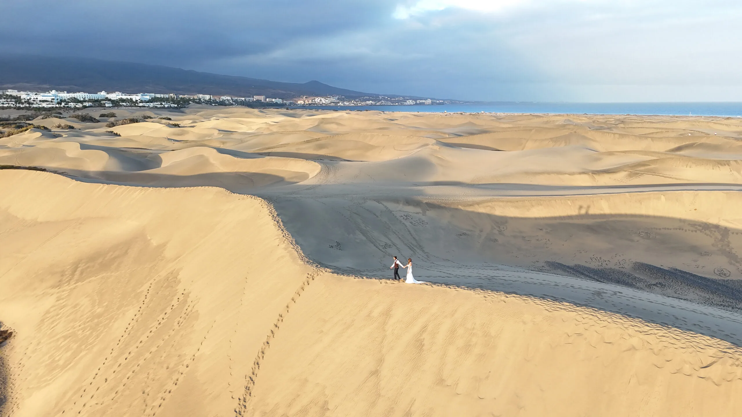 Drone aerial wedding photography Gran Canaria coastline
