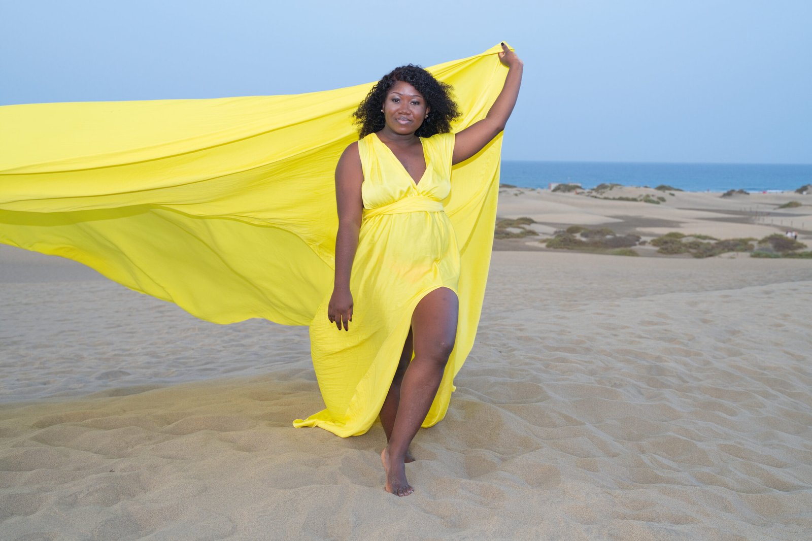 Sunshine yellow flying dress silhouette Gran Canaria